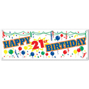 "Happy 21st Birthday" Sign Banner