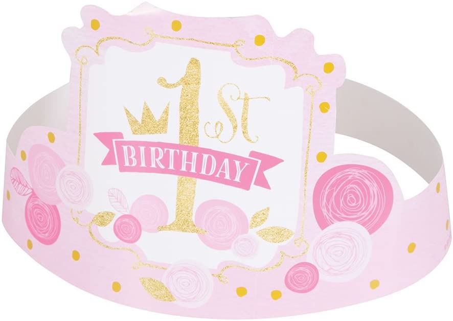 Pink and Gold Tutu 1st Birthday Party Hats