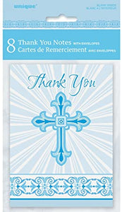 Blue Radiant Cross Thank You Cards