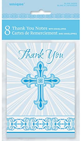 Blue Radiant Cross Thank You Cards