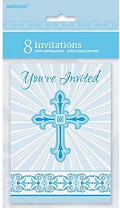 Blue Radiant Cross Invitations