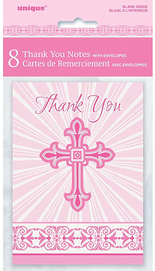 Pink Radiant Cross Thank You Notes