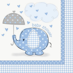 Blue Umbrellaphants Baby Shower Tableware Pattern