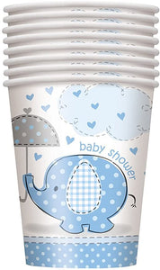 Blue Umbrellaphants Baby Shower Tableware Pattern
