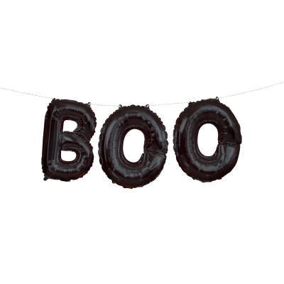 Black Boo Foil Letter Balloon Banner Kit 14"