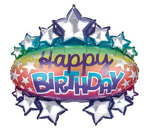 Supershape Rainbow Marquee Birthday Balloon