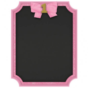 1st Birthday Pink Easel Glitter Chalkboard Sign