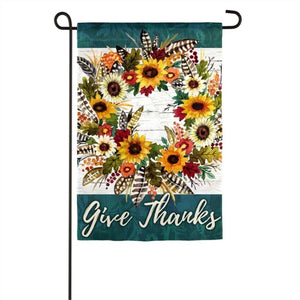 "Give Thanks" Suede Garden Flag