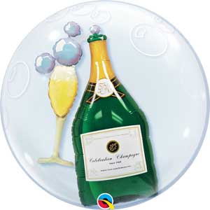 Double Bubble: Champagne Bottle & Glass