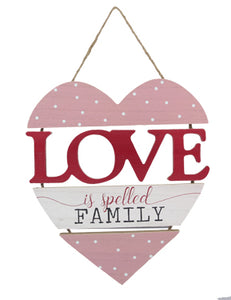 "LOVE is Spelled Family" Hanging Sign