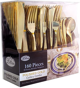 160 Piece Polished Gold Cutlery Combo