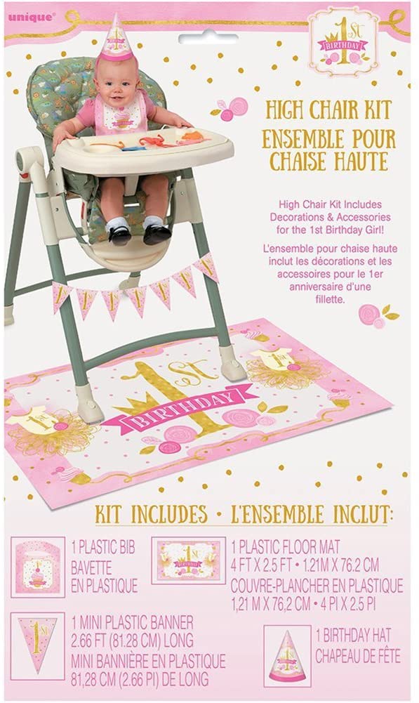 Pink and Gold 1st Birthday High Chair Decorating Kit