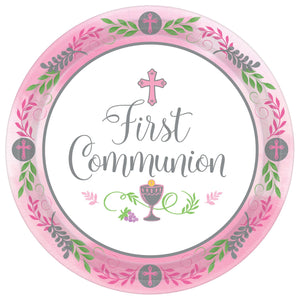 Pink First Communion Tableware Pattern