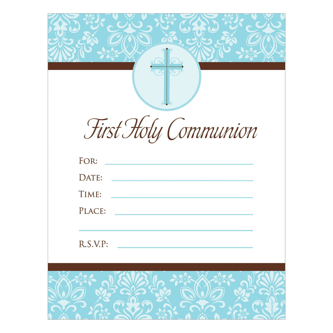 First Communion Blue Invitations