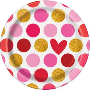 Gold Happy Valentine's Round 7" Dessert Plates 8ct