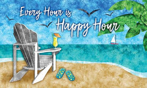"HAPPY HOUR BEACH" DOOR MAT (18 X 30")