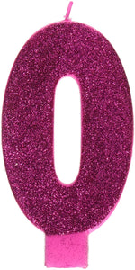 Large Glitter Birthday Candle - #0 Pink