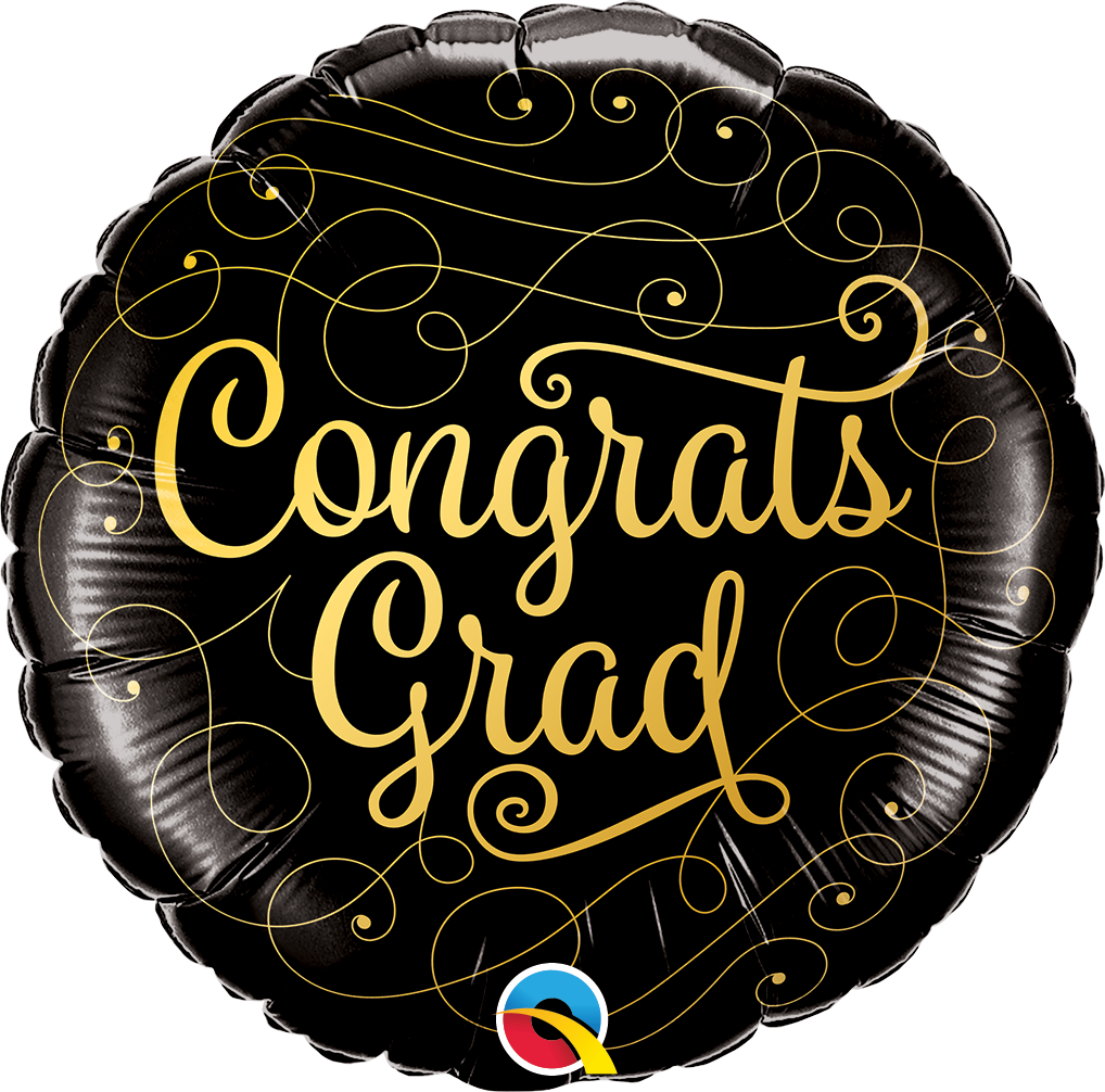 18" Congrats Grad Gold Doodles Balloon