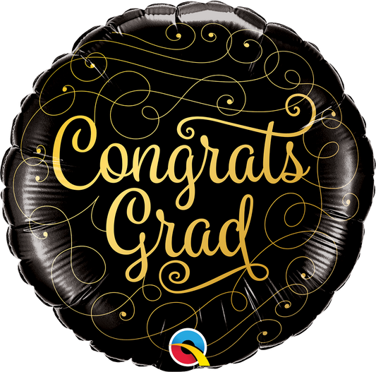 18" Congrats Grad Gold Doodles Balloon