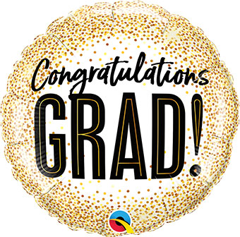 Graduation Gold Glitter and Dots Balloon