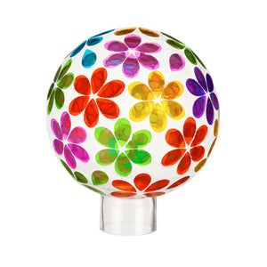 6" Mosaic Glass Gazing Ball, Bright Floral