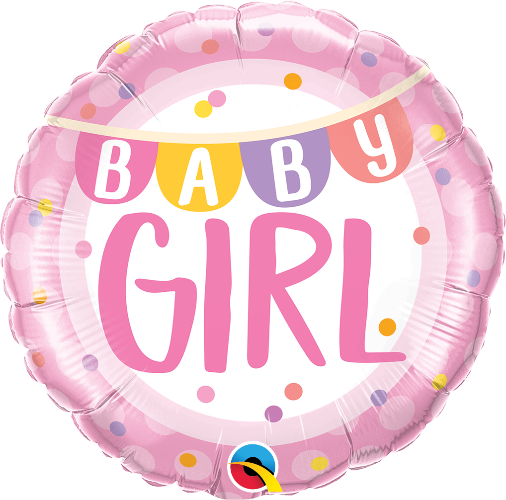 18" Baby Girl Banner & Dots Balloon