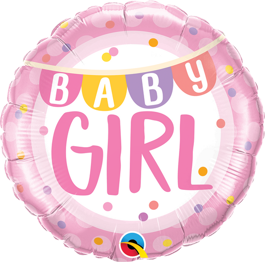 18" Baby Girl Banner & Dots Balloon