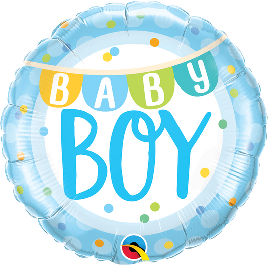 18" Baby Boy Banner & Dots Balloon