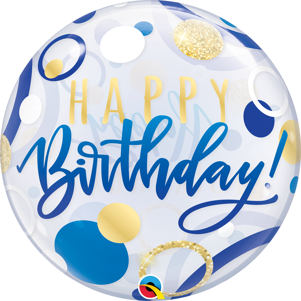 Bubble Balloon: Birthday Blue & Gold Dots