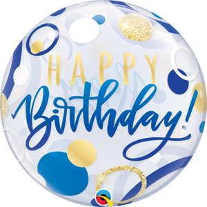 Bubble Balloon: Birthday Blue & Gold Dots