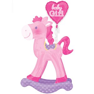 Airwalkers Balloon: Pink Baby Rocking Horse