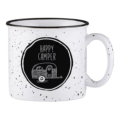White Campfire Mug - Happy Camper