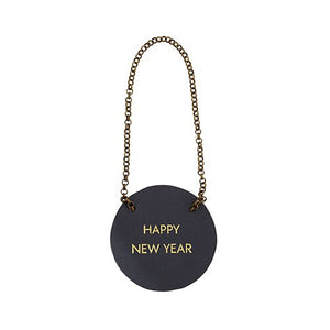 "Happy New Year" Leather Bottle Tag