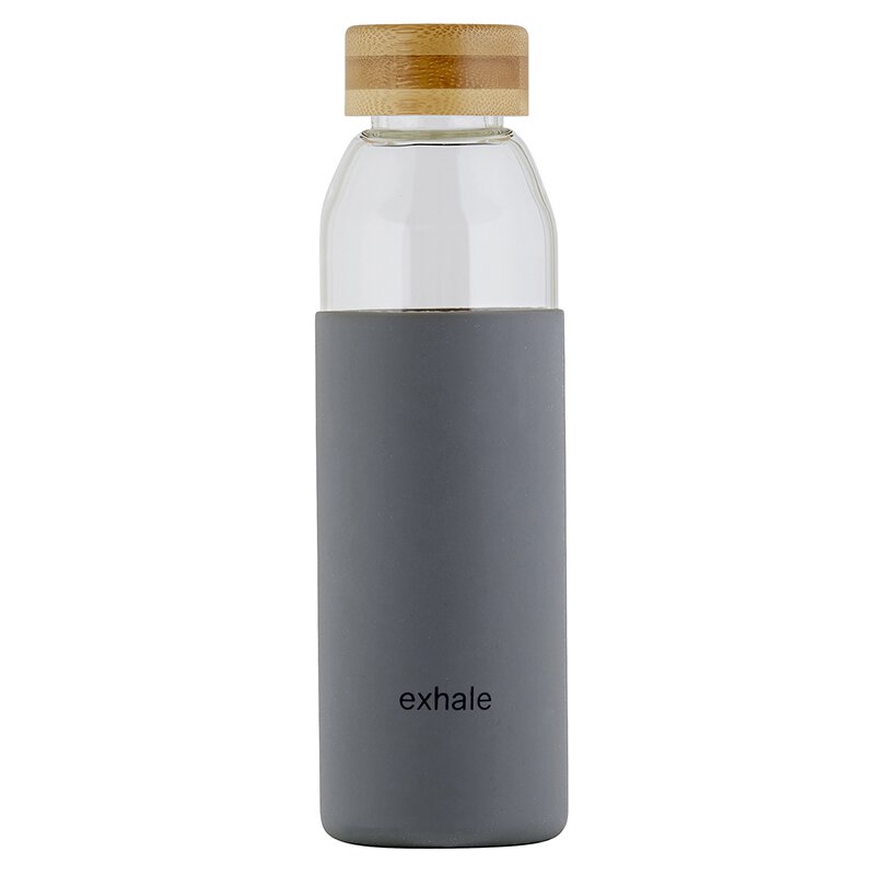 Glass Water Bottle w/ Bamboo Lid - Exhale