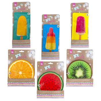 ICE PACK 4AST SUMMER DESIGNS 2 ROUND FRUIT/2 RECT ICE POP