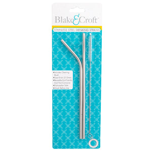 Reusable Stainless Steel Straw 2Pk with Cleaning Brush
