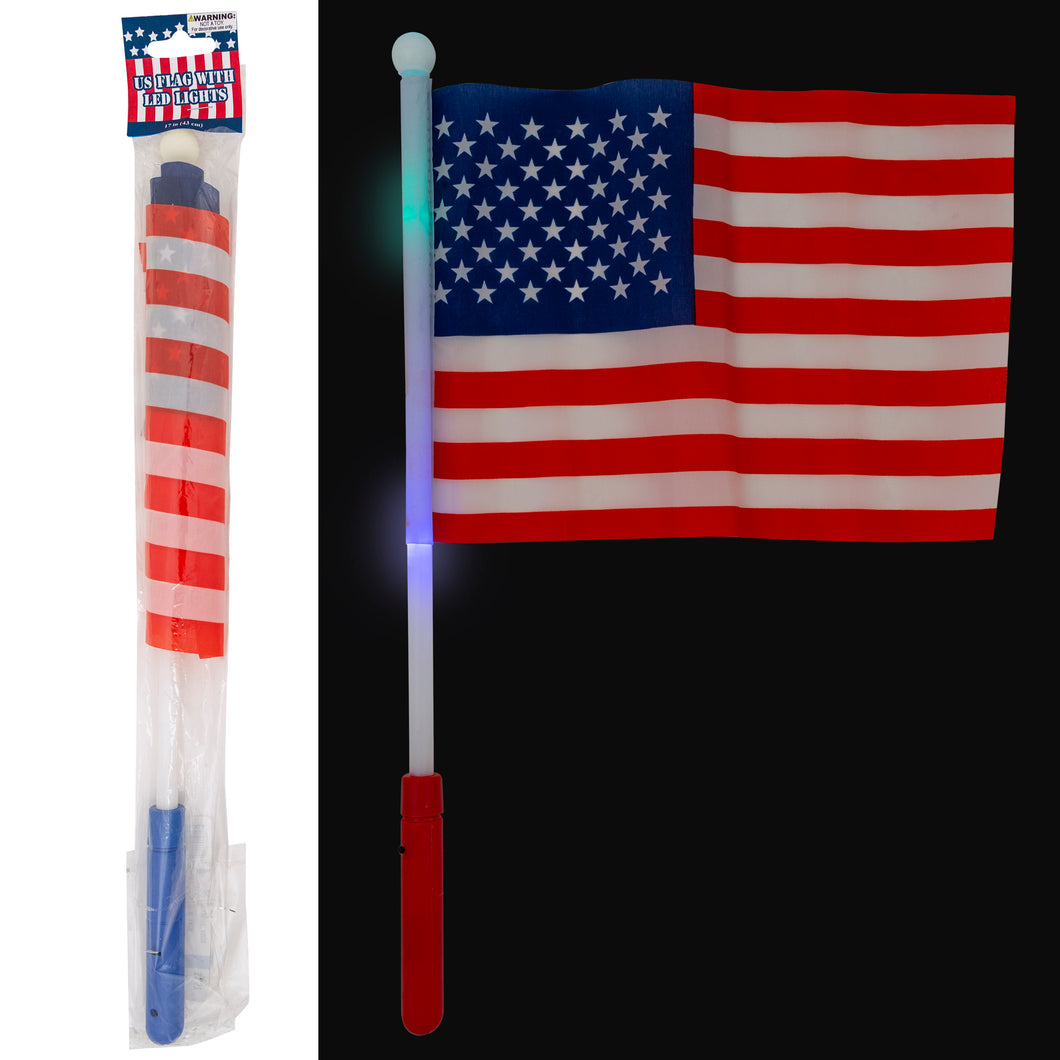 USA Flag On 17In Led Light Stick