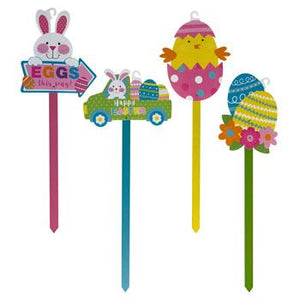 YARD SIGN EASTER 22IN PLASTIC WOOD STAKE 4ASST DESIGNS