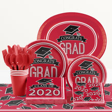 Load image into Gallery viewer, Congrats Grad Lunch Plates 18ct Red
