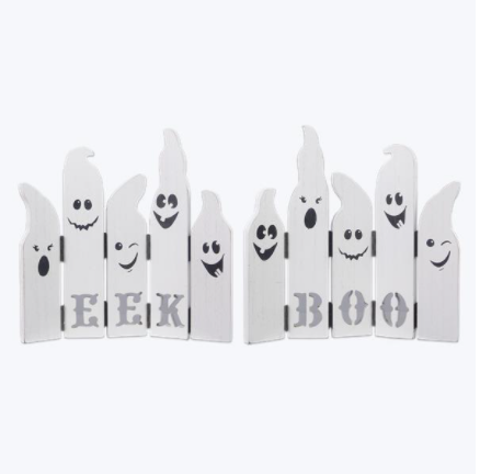 Wood Halloween Ghost Foldable Tabletop Sign