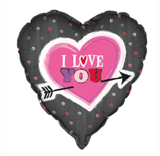 I Love You Arrow Heart Foil Balloon 18"