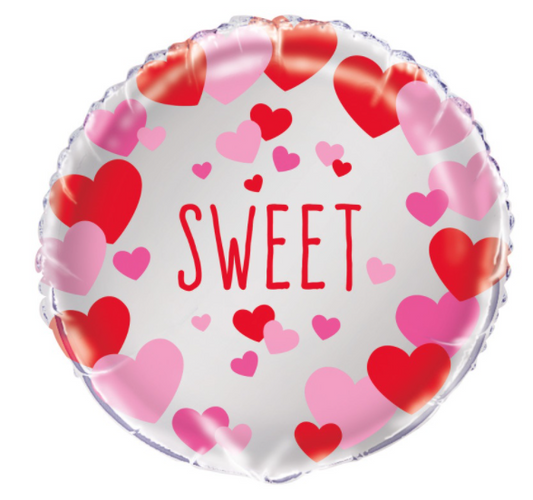 Sweet Pink & Red Hearts Foil Balloon 18" Mylar