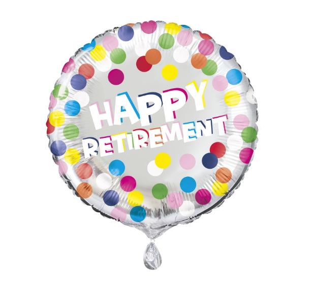 18" Colorful Dots Retirement Round Mylar