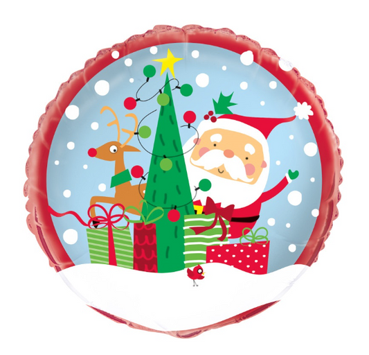 18" Colorful Santa Round Foil Balloon Mylar