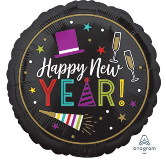 18" Bright Happy New Year Mylar