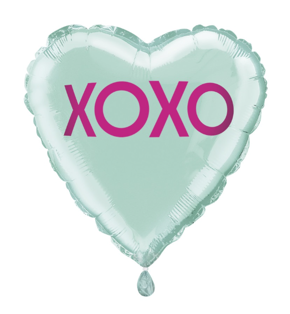 18" XOXO Teal Heart Mylar