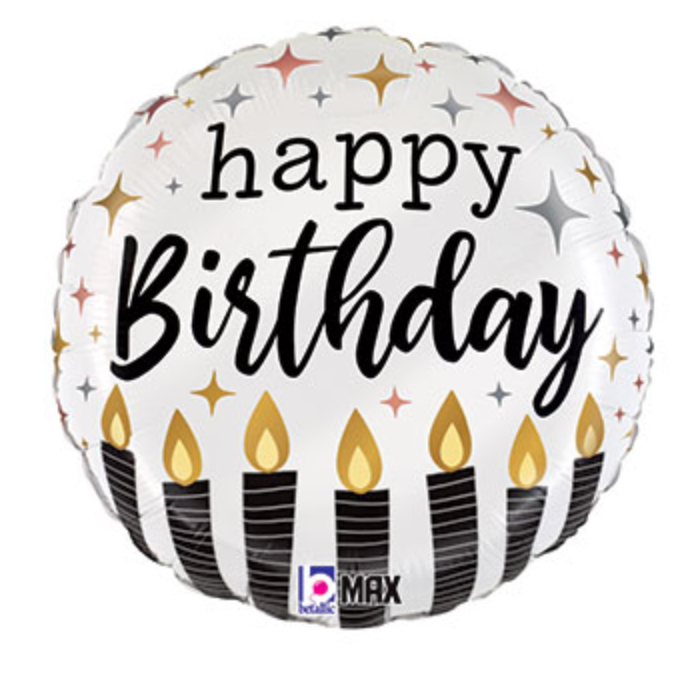 18" Metallic Candles Birthday Mylar