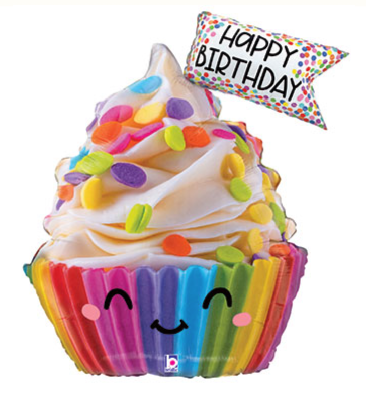 Supershape Birthday Cupcake Mylar