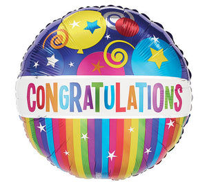 18" Congratulations Stripes Balloon