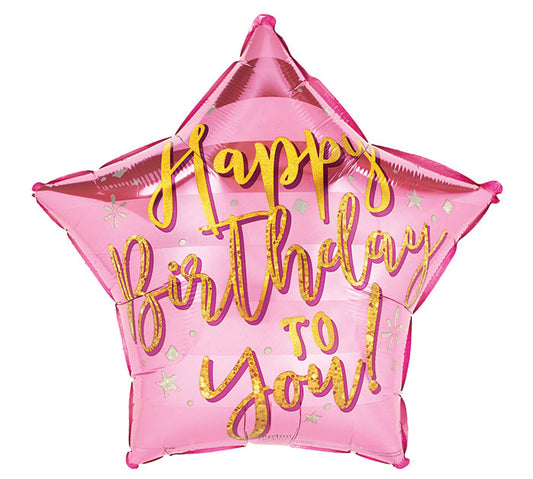 18" Birthday Pink Star Balloon